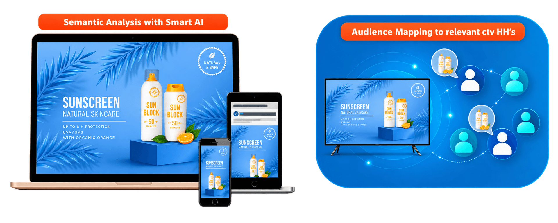 Semantic analysis with Smart AI across devices, and audience mapping to relevant CTV households